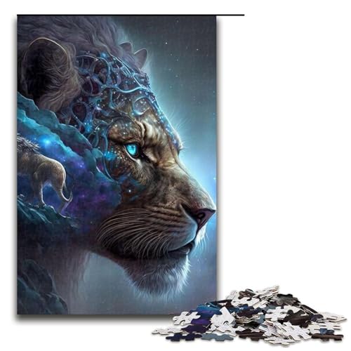 Himmlischer Löwe Puzzle für Erwachsene anspruchsvolle Puzzleteile Spaß für den Familienspielabend DIY-Dekorationskunstwerk 1000 Teile (75 x 50 cm) von DEEPPAPEU