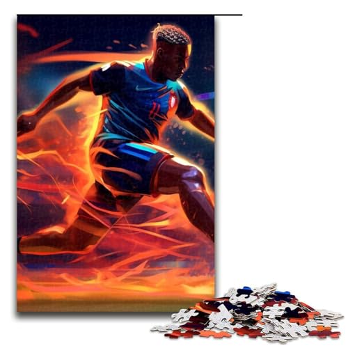 Kunst-Fußball-Puzzleteile für Erwachsene Puzzles für Erwachsene perfekte DIY-Kunstdekoration oder Geburtstagsgeschenk 1000 Teile (75 x 50 cm) von DEEPPAPEU