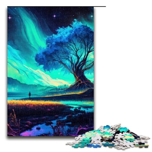 Magische Landschaft Puzzleteile für Erwachsene Holzpuzzles Heimaktivität für Feiertage Geburtstage und Familienspieleabende 1000 Teile (75 x 50 cm) von DEEPPAPEU