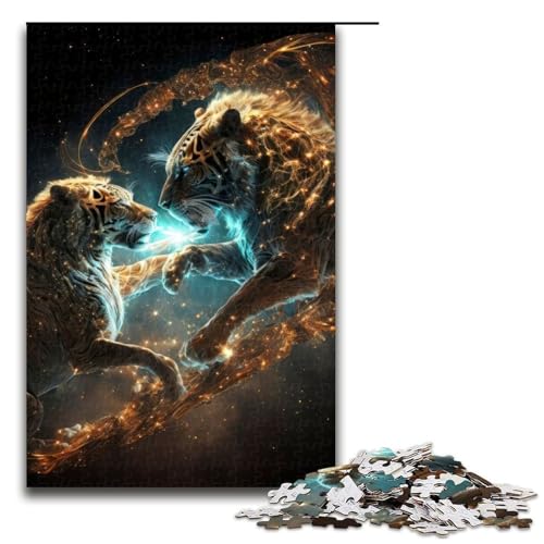 Nebula Connection Tigers Puzzles für Erwachsene Holzpuzzles anspruchsvolles Denkspiel für Teenager unterhaltsames interaktives Spiel für die ganze Familie 1000 Teile (75 x 50 cm) von DEEPPAPEU