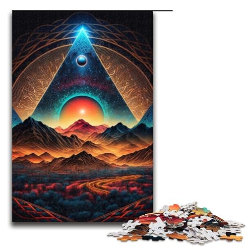 Neon-Berge-Landschaftspuzzle für Erwachsene Holzpuzzle anspruchsvolles Denkspiel für Teenager unterhaltsames interaktives Spiel für die ganze Familie 1000 Teile (75 x 50 cm) von DEEPPAPEU