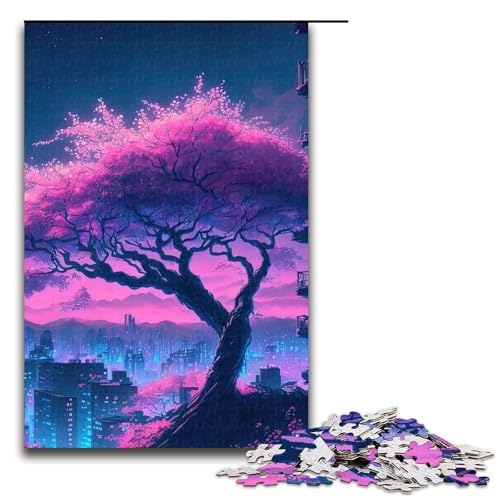Neon-Landschafts-Puzzles für Erwachsene Holzpuzzles anspruchsvolles Denkspiel für Teenager unterhaltsames interaktives Spiel für die ganze Familie 1000 Teile (75 x 50 cm) von DEEPPAPEU