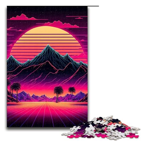 Neon-Landschafts-Puzzleteile für Erwachsene. Unmögliche Puzzles für Erwachsene. Hochschwieriges Denkspiel für Teenager. 1000 Teile (75 x 50 cm). von DEEPPAPEU