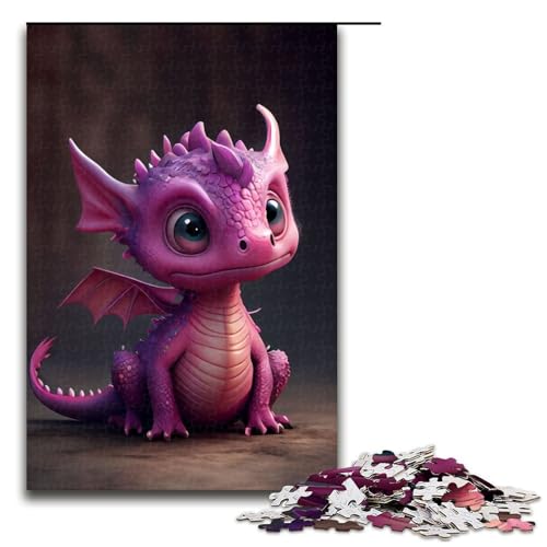 Niedliche lila Drachen-Puzzleteile für Erwachsene Geburtstage und Feiertage 1000 Teile (75 x 50 cm) von DEEPPAPEU
