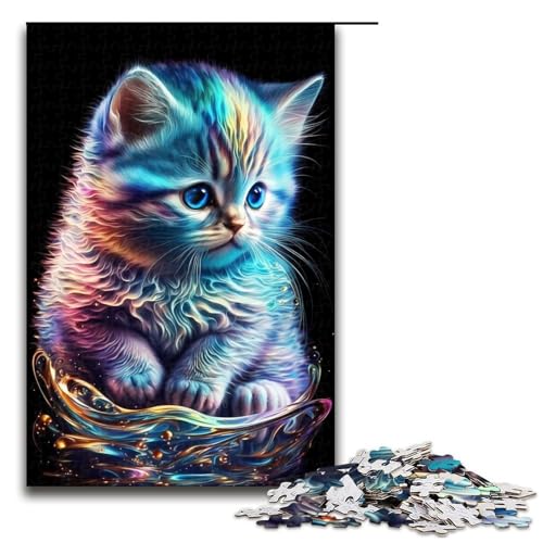 Niedliches Nebelkätzchen-Puzzleteil für Erwachsene Puzzles Geburtstagsgeschenkidee anspruchsvolles Denkspiel 1000 Teile (75 x 50 cm) von DEEPPAPEU