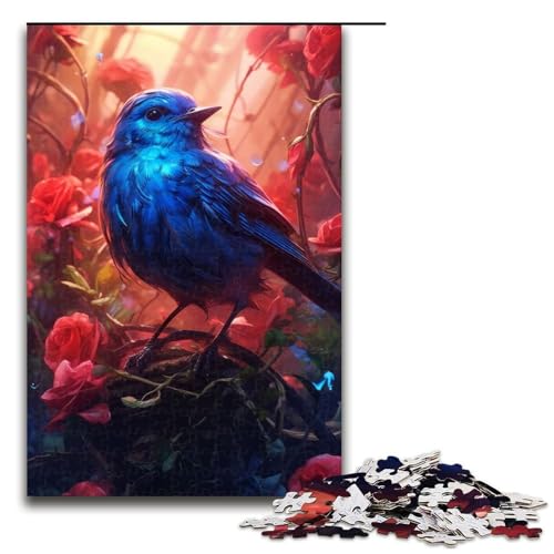 Niedliches kleines blaues Vogel-Puzzle für Erwachsene anspruchsvolle Puzzleteile DIY-Dekoration Gehirn-Herausforderung für Erwachsene Familien 1000 Teile (75 x 50 cm) von DEEPPAPEU