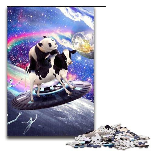 Niedliches lustiges Panda-Kuh-Puzzle für Erwachsene anspruchsvolle Puzzleteile Spaß für den Familienspielabend dekoratives Kunstwerk zum Selbermachen 1000 Teile (75 x 50 cm) von DEEPPAPEU