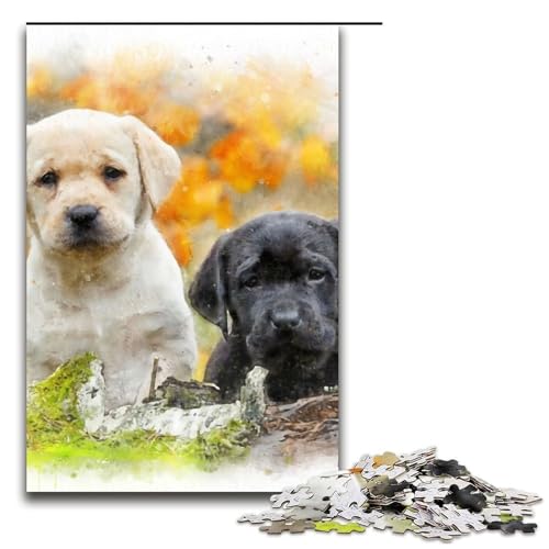 Puzzle-Geschenke mit Herbst-Labradoren Kunst-Puzzle anspruchsvolles Denkspiel für Teenager Spaß am Familienspielabend 1000 Teile (75 x 50 cm) von DEEPPAPEU