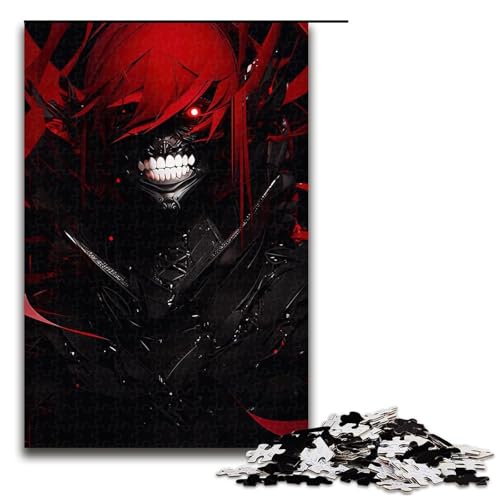 Puzzle für Erwachsene 1000 Teile (75 x 50 cm) Holzpuzzle „Blutroter Schatten anspruchsvolles Denkspiel für Teenager Spaß am Familienspielabend von DEEPPAPEU