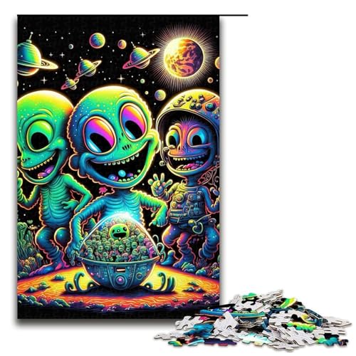Puzzle für Erwachsene 1000 Teile Alien-Monster Holzpuzzle Denksportspiel für Teenager 75 x 50 cm von DEEPPAPEU