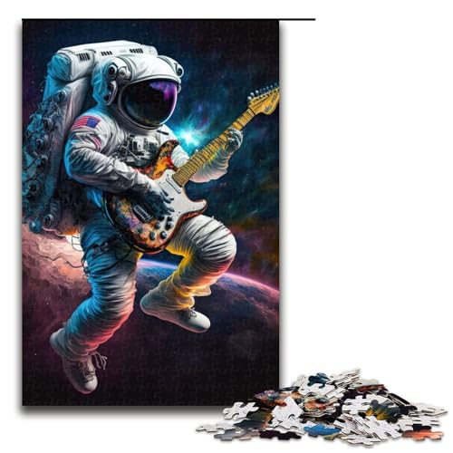 Puzzle für Erwachsene 1000 Teile Astronaut spielt Gitarre Holzpuzzle Denksportaufgabe Geschenk pädagogische Aktivität für Teenager (75 x 50 cm) von DEEPPAPEU