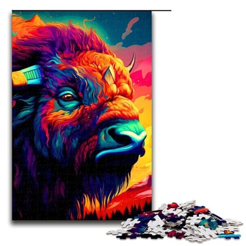 Puzzle für Erwachsene 1000 Teile Bison-Holzpuzzle entspannende Unterhaltung Heimdekoration (75 x 50 cm) von DEEPPAPEU
