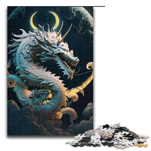 Puzzle für Erwachsene 1000 Teile Holzpuzzle „Brave Dragon perfekt für Halloween Weihnachten Geburtstagsgeschenk (75 x 50 cm) von DEEPPAPEU