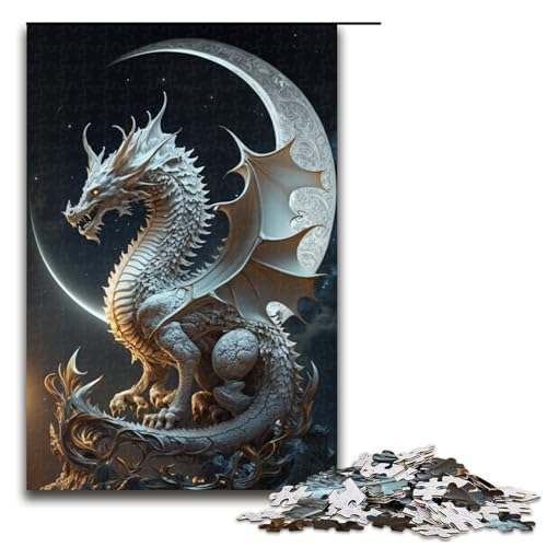 Puzzle für Erwachsene 1000 Teile Holzpuzzle „Brave Dragon perfekt für Halloween Weihnachten Geburtstagsgeschenk (75 x 50 cm) von DEEPPAPEU