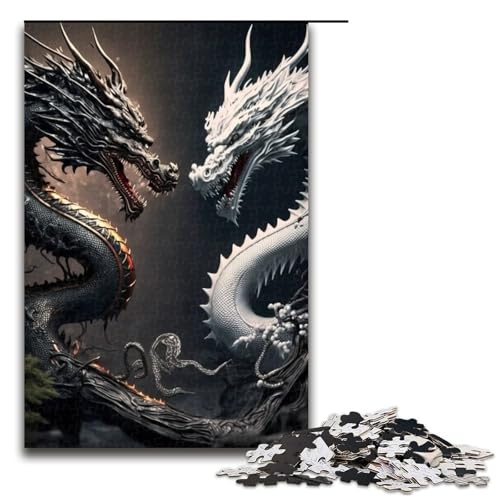 Puzzle für Erwachsene 1000 Teile Holzpuzzle „Brave Dragon perfekt für Halloween Weihnachten Geburtstagsgeschenk (75 x 50 cm) von DEEPPAPEU