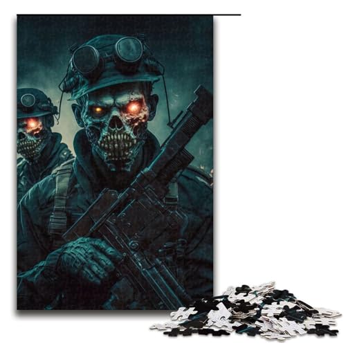 Puzzle für Erwachsene 1000 Teile Holzpuzzle mit Toter Armee Zombie-Soldat perfekt für Halloween Weihnachten Geburtstagsgeschenk (75 x 50 cm) von DEEPPAPEU
