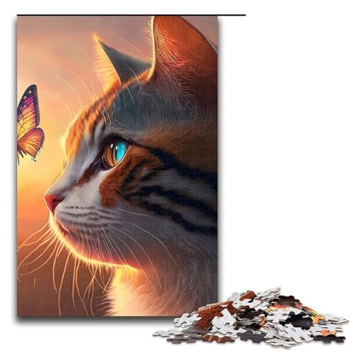 Puzzle für Erwachsene 1000 Teile Katze und Schmetterling Holzpuzzle Denksportspiel für Teenager 75 x 50 cm Puzzle für Erwachsene 1000 Teile Katze und Schmetterling Holzpuzzle Denksportspiel für Teenager 75 x 50 cm von DEEPPAPEU