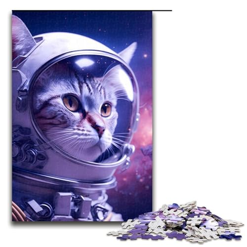 Puzzle für Erwachsene 1000 Teile Katzen-Astronaut Holzpuzzle Denksportspiel für Teenager 75 x 50 cm Puzzle für Erwachsene 1000 Teile Katzen-Astronaut Holzpuzzle Denksportspiel für Teenager 75 x 50 cm von DEEPPAPEU