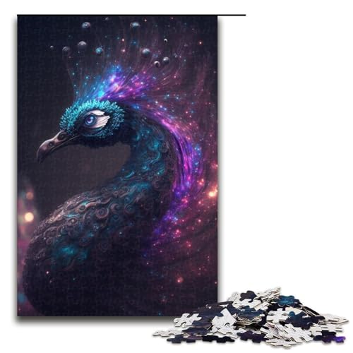 Puzzle für Erwachsene 1000 Teile Pfau Holzpuzzle Denksportaufgabe Geschenk pädagogische Aktivität für Teenager (75 x 50 cm) von DEEPPAPEU