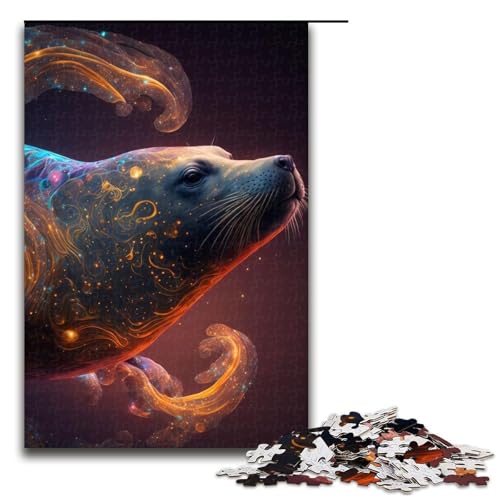 Puzzle für Erwachsene 1000 Teile Robben-Puzzle aus Holz Denkspiel für Teenager (75 x 50 cm) von DEEPPAPEU