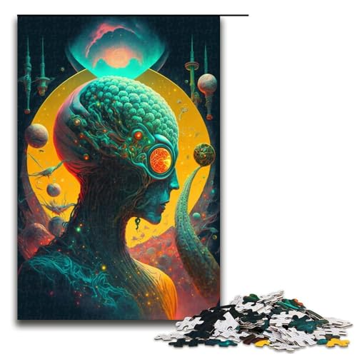 Puzzle für Erwachsene Aliens Holzpuzzle perfekt für Halloween Weihnachten Geburtstagsgeschenk 1000 Teile (75 x 50 cm) von DEEPPAPEU