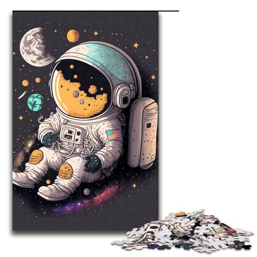 Puzzle für Erwachsene Astronaut im Weltraum Holzpuzzle Denksportaufgabe Geschenk pädagogische Aktivität für Teenager 1000 Teile (75 x 50 cm) von DEEPPAPEU