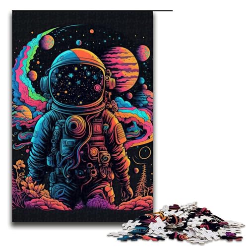 Puzzle für Erwachsene Astronaut im Weltraum Holzpuzzle entspannende Unterhaltung Heimdekoration 1000 Teile (75 x 50 cm) von DEEPPAPEU