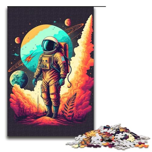 Puzzle für Erwachsene Astronaut im Weltraum Holzpuzzle perfekt für Halloween Weihnachten Geburtstagsgeschenk 1000 Teile (75 x 50 cm) von DEEPPAPEU