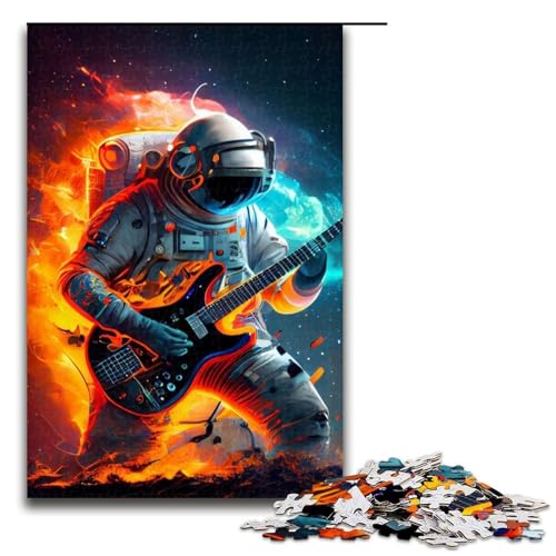 Puzzle für Erwachsene Astronaut spielt Gitarre Holzpuzzle perfekt für Halloween Weihnachten Geburtstagsgeschenk 1000 Teile (75 x 50 cm) von DEEPPAPEU