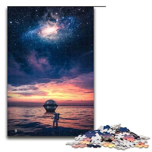 Puzzle für Erwachsene Astronauten-Holzpuzzle entspannende Unterhaltung Heimdekoration 1000 Teile (75 x 50 cm) von DEEPPAPEU