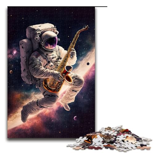 Puzzle für Erwachsene Astronauten-Saxophon Holzpuzzle Denksportspiel für Teenager 1000 Teile (75 x 50 cm) von DEEPPAPEU