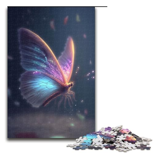 Puzzle für Erwachsene Blaue Schmetterlinge Holzpuzzle perfekt für Halloween Weihnachten Geburtstagsgeschenk 1000 Teile (75 x 50 cm) von DEEPPAPEU