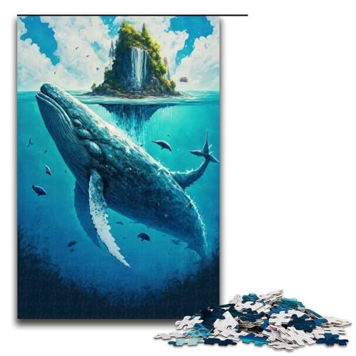 Puzzle für Erwachsene Blauwal-Malerei Holzpuzzle perfekt für Halloween Weihnachten Geburtstagsgeschenk 1000 Teile (75 x 50 cm) von DEEPPAPEU