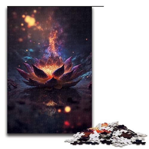 Puzzle für Erwachsene Cosmic Bloom schwarzer Lotus Holzpuzzle perfekt für Halloween Weihnachten Geburtstagsgeschenk 1000 Teile (75 x 50 cm) von DEEPPAPEU