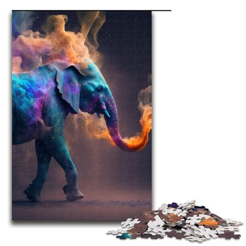 Puzzle für Erwachsene Elefanten-Holzpuzzle perfekt für Halloween Weihnachten Geburtstagsgeschenk 1000 Teile (75 x 50 cm) von DEEPPAPEU