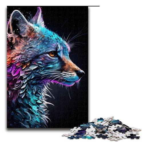 Puzzle für Erwachsene Kunst-Graffiti-Wolf Holzpuzzle perfekt für Halloween Weihnachten Geburtstagsgeschenk 1000 Teile (75 x 50 cm) von DEEPPAPEU