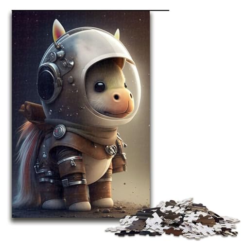 Puzzle für Erwachsene PC Astronaut Weltraum Pferd Pony Holzpuzzle für Erwachsene anspruchsvolles Denkspiel für Teenager Spaß für den Familienspielabend 1000 Teile (75 x 50 cm) von DEEPPAPEU