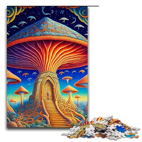 Puzzle für Erwachsene Pilzwald Holzpuzzle Denkspiel für Teenager 1000 Teile (75 x 50 cm) von DEEPPAPEU