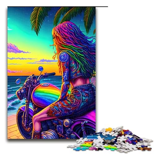 Puzzle für Erwachsene Rebel Ride by The Ocean Holzpuzzle perfekt als Halloween- Weihnachts- und Geburtstagsgeschenk 1000 Teile (75 x 50 cm) von DEEPPAPEU
