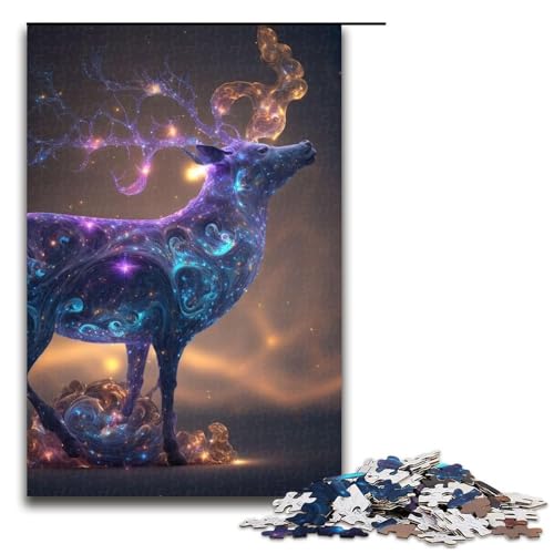 Puzzle für Erwachsene Rentier-Puzzle aus Holz Denksportspiel für Teenager 1000 Teile (75 x 50 cm) von DEEPPAPEU