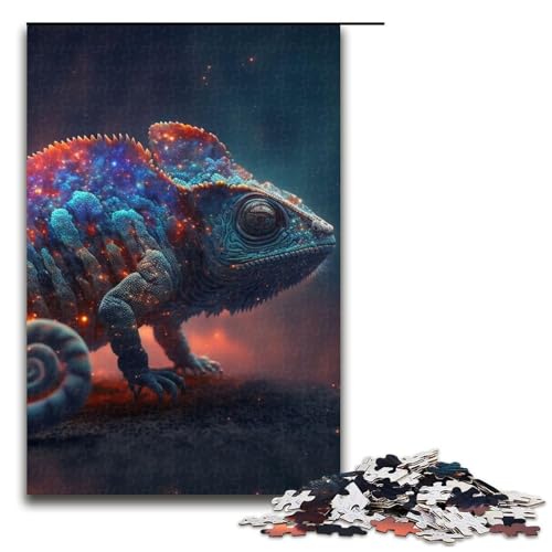 Puzzle für Erwachsene Tier-Chamäleon Holzpuzzle Denksportspiel für Teenager 1000 Teile (75 x 50 cm) von DEEPPAPEU