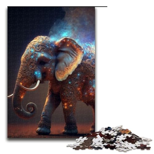 Puzzle für Erwachsene Tier-Elefant Holzpuzzle perfekt für Halloween Weihnachten Geburtstagsgeschenk 1000 Teile (75 x 50 cm) von DEEPPAPEU