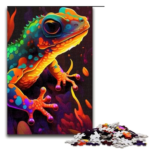 Puzzle für Erwachsene Tier-Geckos Holzpuzzle perfekt für Halloween Weihnachten Geburtstagsgeschenk 1000 Teile (75 x 50 cm) von DEEPPAPEU