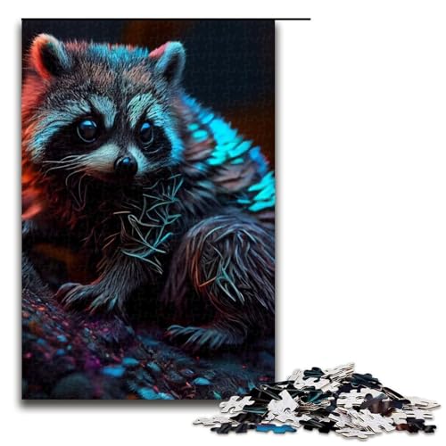 Puzzle für Erwachsene Tier-Waschbären Holzpuzzle Denkspiel für Teenager 1000 Teile (75 x 50 cm) von DEEPPAPEU