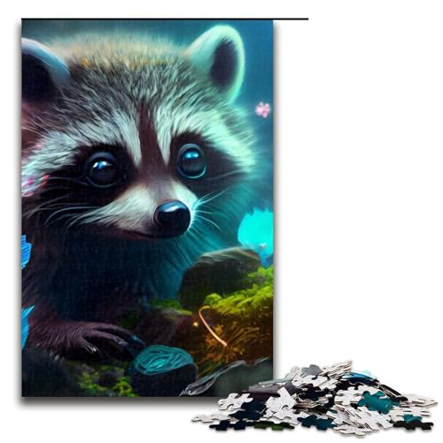 Puzzle für Erwachsene Tier-Waschbären Holzpuzzle perfekt für Halloween Weihnachten Geburtstagsgeschenk 1000 Teile (75 x 50 cm) von DEEPPAPEU