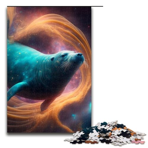 Puzzle für Erwachsene Tierrobbe Holzpuzzle perfekt für Halloween Weihnachten Geburtstagsgeschenk 1000 Teile (75 x 50 cm) von DEEPPAPEU