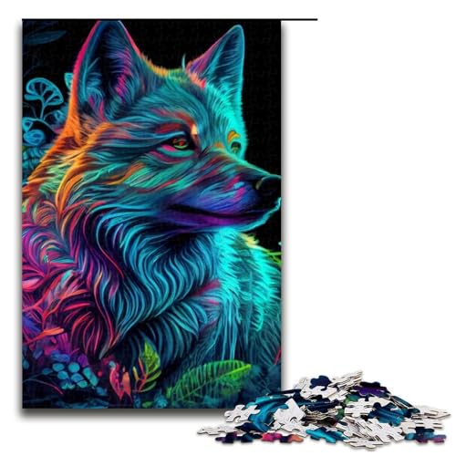 Puzzle für Erwachsene Tierwolf Holzpuzzle perfekt für Halloween Weihnachten Geburtstagsgeschenk 1000 Teile (75 x 50 cm) von DEEPPAPEU