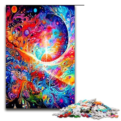 Puzzle für Erwachsene abstraktes farbenfrohes Holzpuzzle Denksportspiel für Teenager 1000 Teile (75 x 50 cm) von DEEPPAPEU
