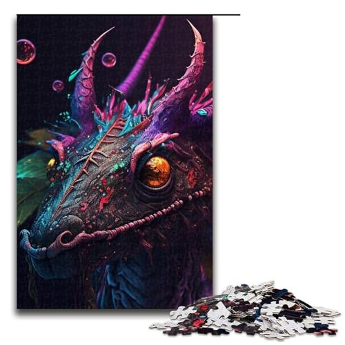 Puzzle für Erwachsene asiatischer Drache Holzpuzzle perfekt für Halloween Weihnachten Geburtstagsgeschenk 1000 Teile (75 x 50 cm) von DEEPPAPEU