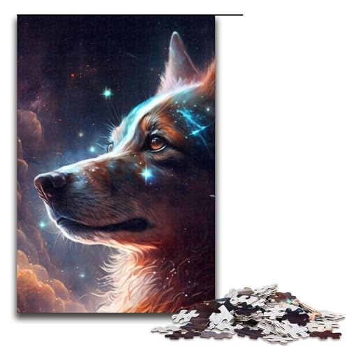 Puzzle für Erwachsene australischer Schäferhund Holzpuzzle perfekt für Halloween Weihnachten Geburtstagsgeschenk 1000 Teile (75 x 50 cm) von DEEPPAPEU